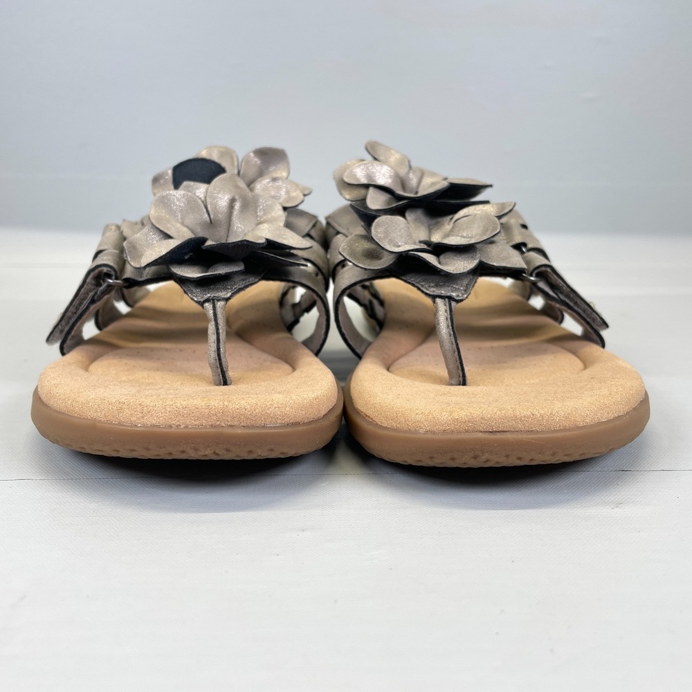 Clarks Elizabelle Mae Sandals Womens Size 9 M Pewter Metallic Shoes Thong Slides - Picture 3 of 10